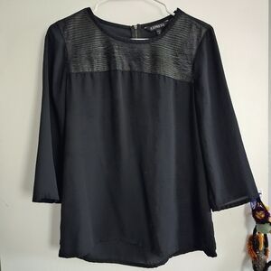 Express faux leather black top blouse, S